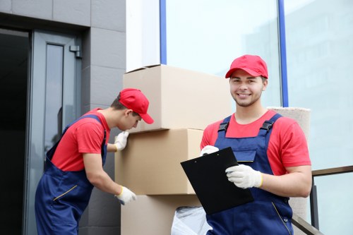 Commercial moving team planning a business relocation in West Hampstead